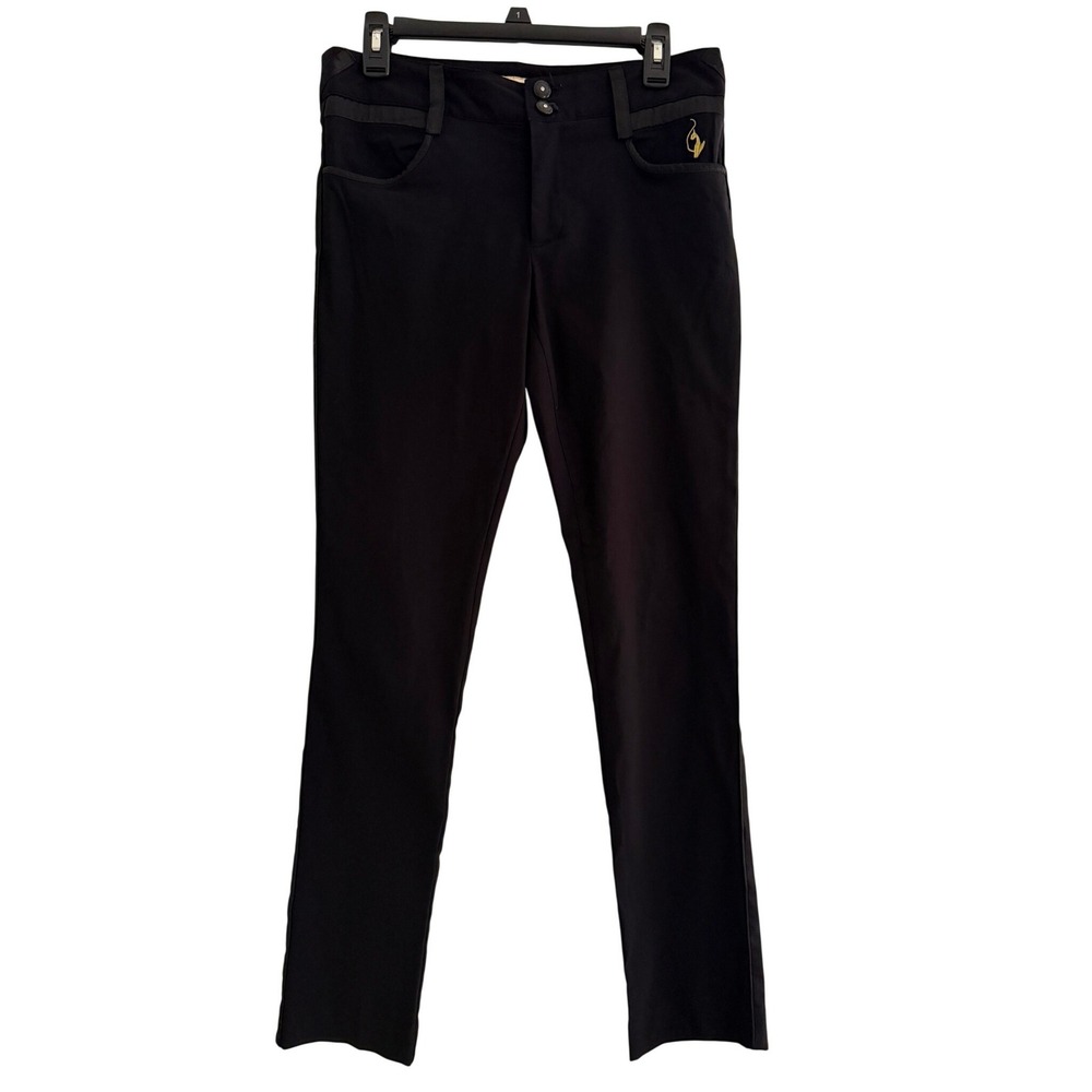 Baby Phat Black Trousers Gold Cat Logo Stretch Straight Leg Pants Junior Size 7